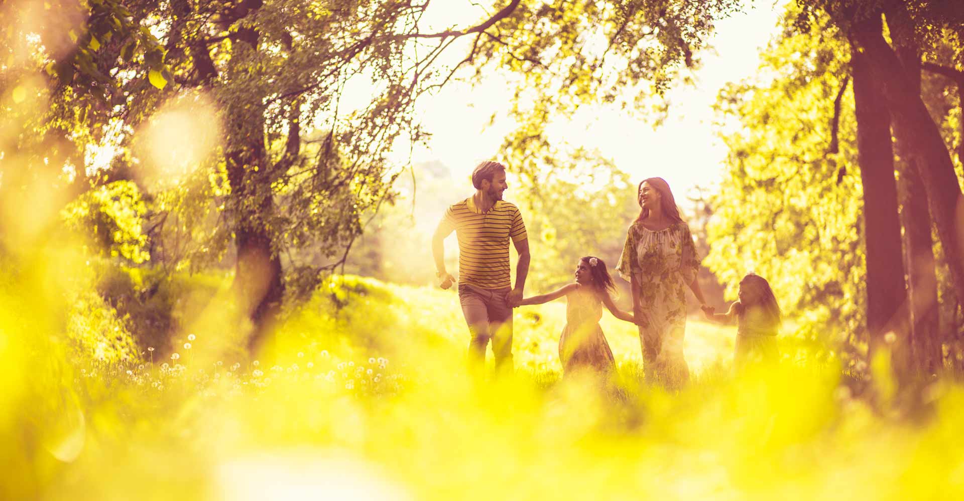 Familie in Natur in Gelb